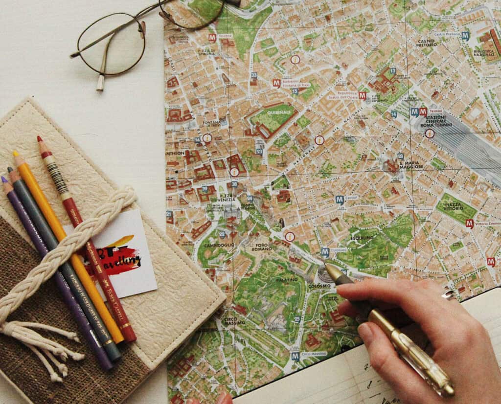 Eye glasses on map