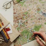 Eye glasses on map